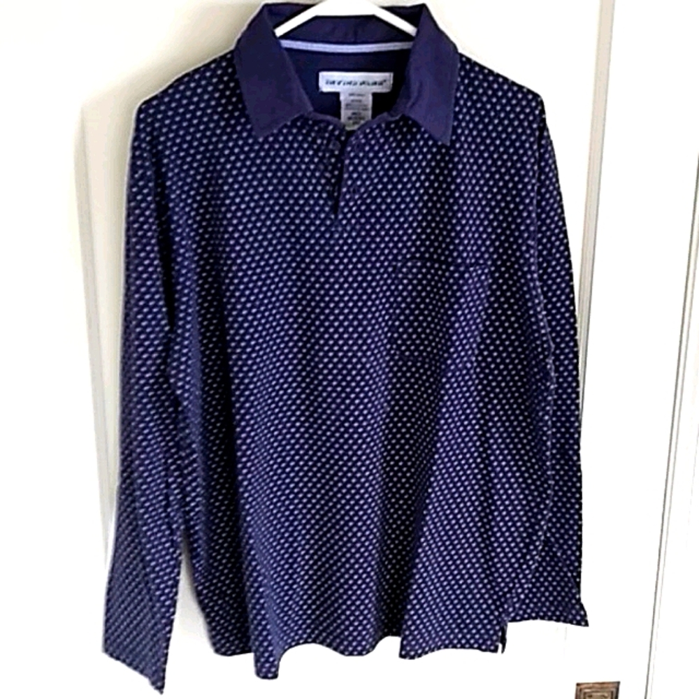 Refined navy microprint polo shirt